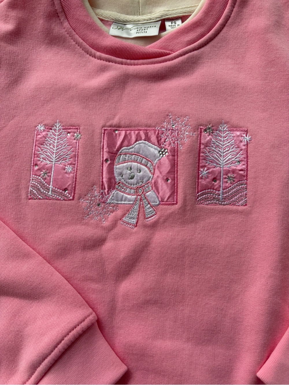 Vintage Studio Works Sport Embroidered Winter Sweatshirt Pink - Picture 2 of 8